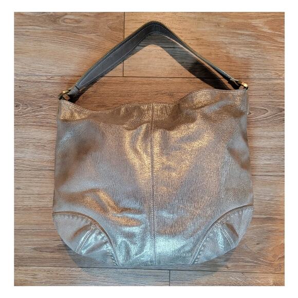 SIGRID OLSEN Leather Hobo Shoulder Bag Distressed Brush Gold Boho Handbag - Picture 15 of 15